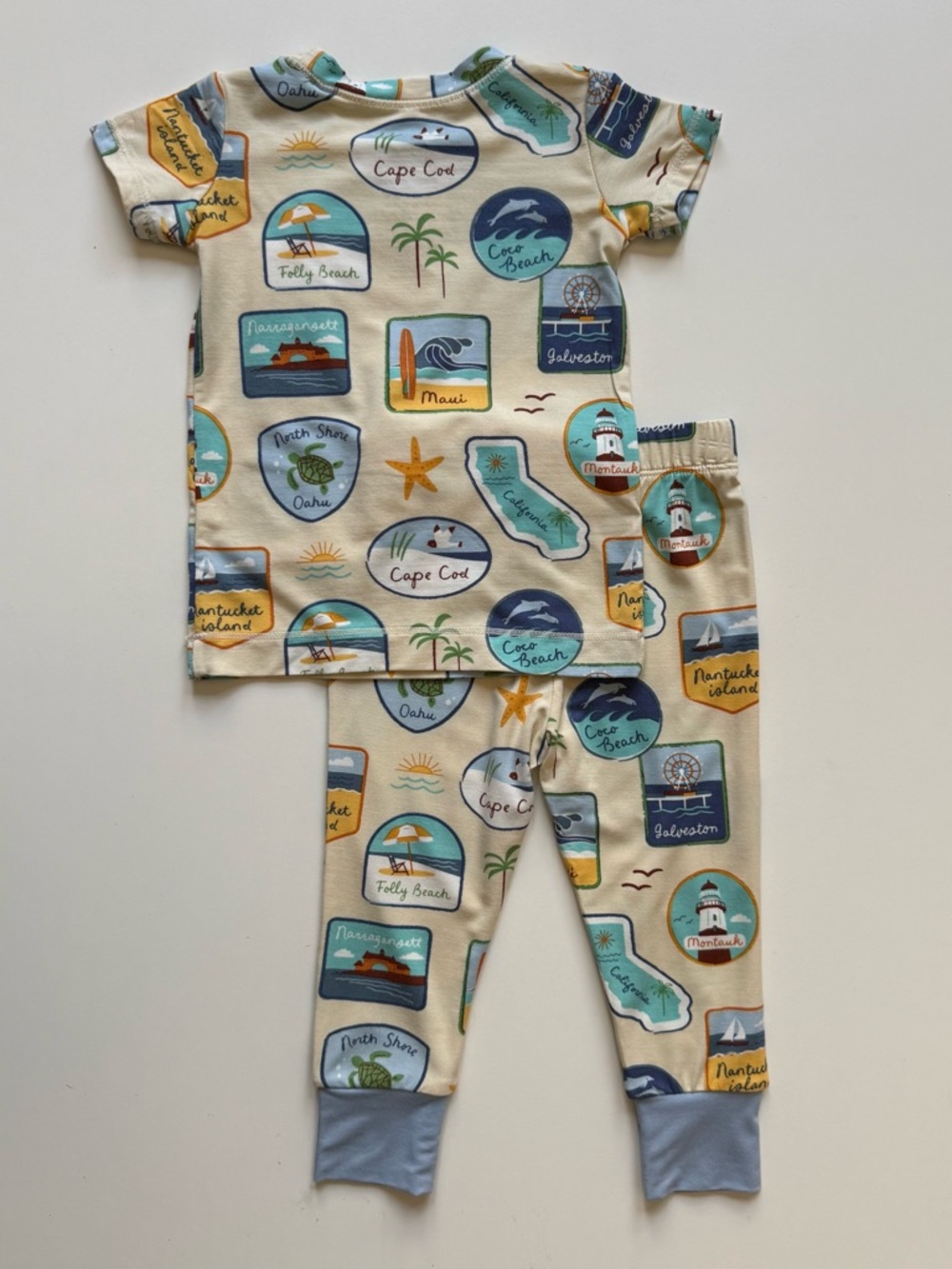 Angel Dear Boys Beach Patches Short Sleeve Loungewear Set - Size 6-12M - Picture 7 of 15